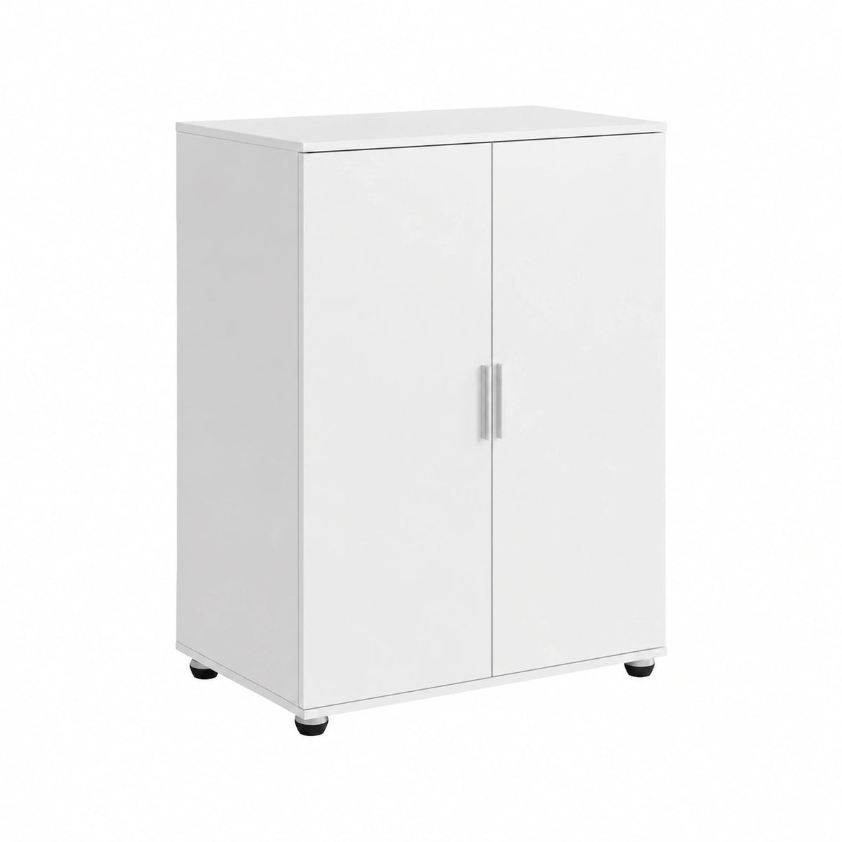 Armadio Salvaspazio per Bagno in MDF Bianco con Maniglie in Acciaio