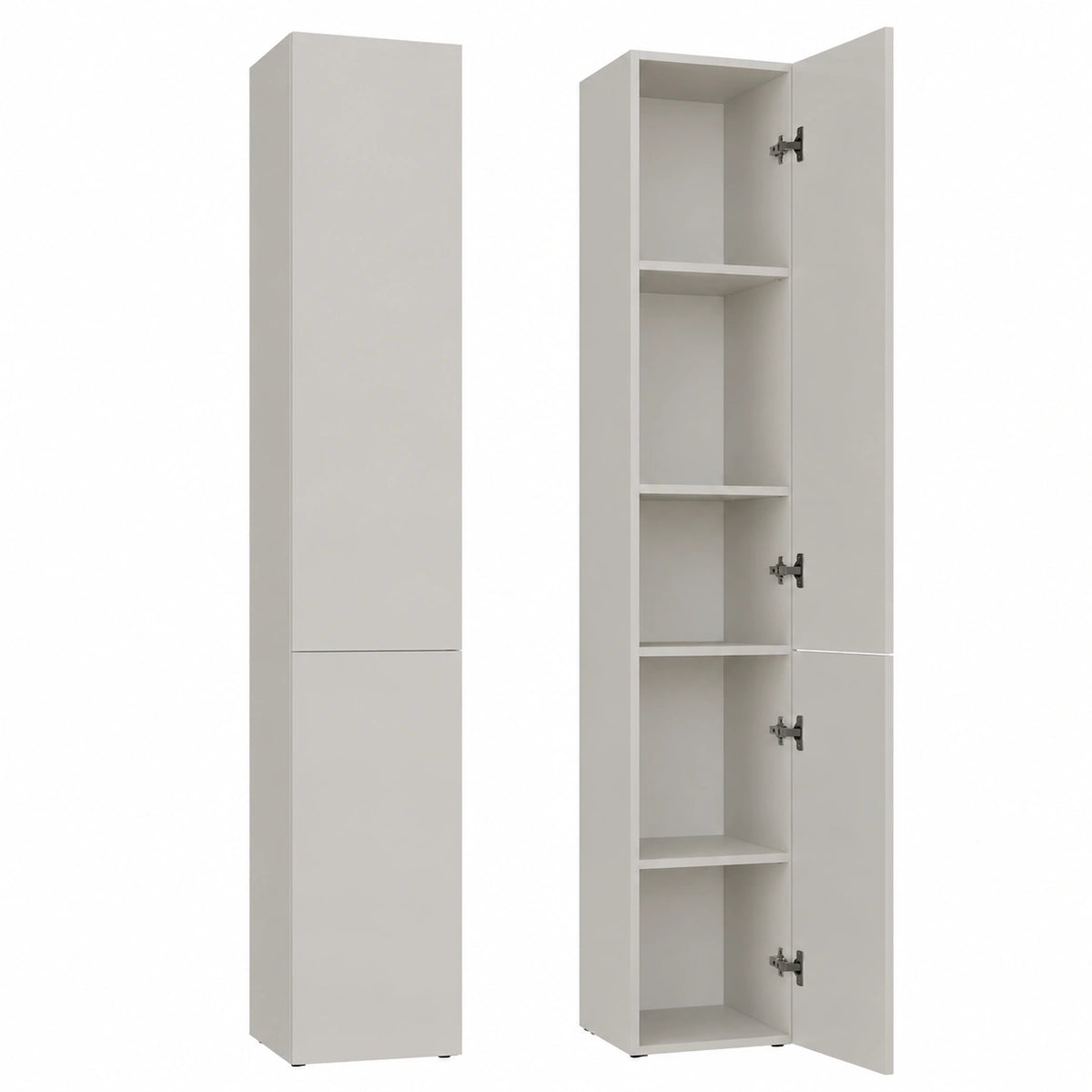 Armadio Colonna Salvaspazio per Bagno e Lavanderia, Beige Cashmere, 31x30x174 cm