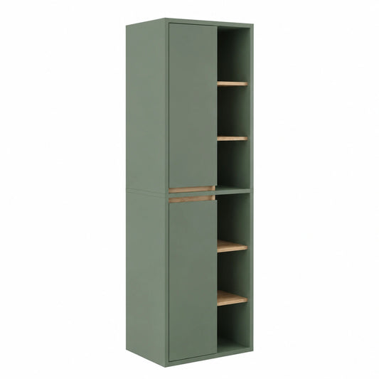 Armadio Alto Viola con Ripiani Aperti, 50x170 cm, Verde/Rovere