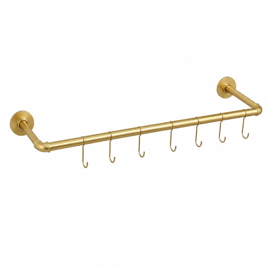 Appendiabiti da parete in metallo dorato, stile industriale, versatile per lavanderia e guardaroba, 60x25 cm