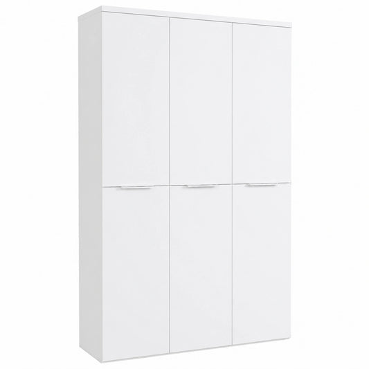 Guardaroba MUNDI a 6 Ante, Armadio Multiuso Salvaspazio, 119,8x200x35,1 cm, Bianco, Prodotto in Italia
