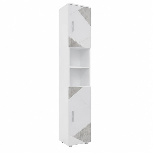 Armadio da bagno alto Irma bianco lucido, 30x192 cm, compatibile con serie Irma