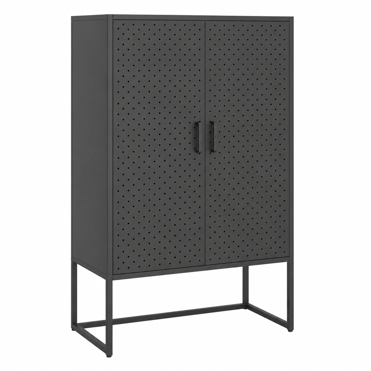 Armadio multiuso in metallo antracite con ante e ripiani regolabili, 80x35x135 cm, per ufficio, cantina e garage