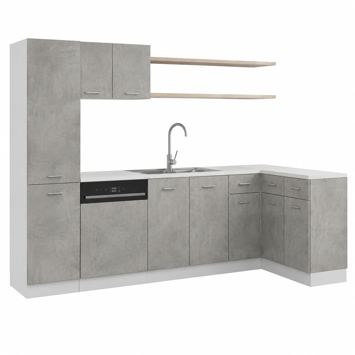Armadio Sottolavello Lyon Compatto in Legno Grigio Cemento 80x46x81,5 cm, Moderno e Versatile