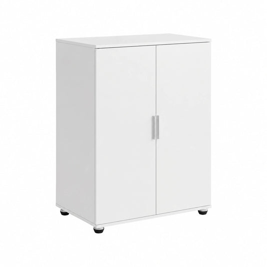 Armadio Salvaspazio per Bagno in MDF Bianco con Maniglie in Acciaio