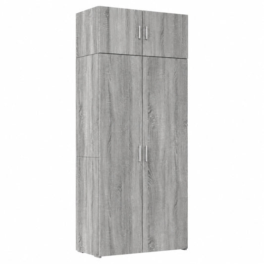 Armadio multiuso alto grigio Sonoma, 80x42,5x225 cm, 6 scomparti, per bagno, soggiorno, ufficio e cucina