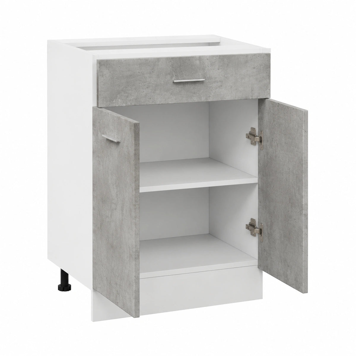 Mobiletto in Legno Grigio Cemento con Cassetto, 60x46x81,5 cm, Versatile per Cucina e Lavanderia