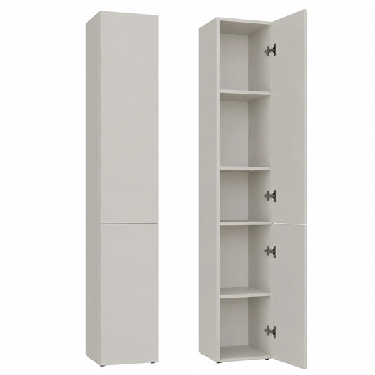 Armadio Colonna Salvaspazio per Bagno e Lavanderia, Beige Cashmere, 31x30x174 cm