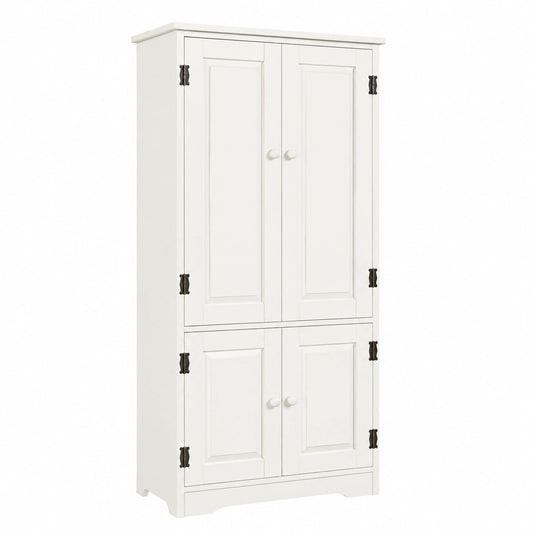 Armadio Mobile Multiuso in Legno con 4 Ripiani, Bianco e Nero, 59x32x123 cm