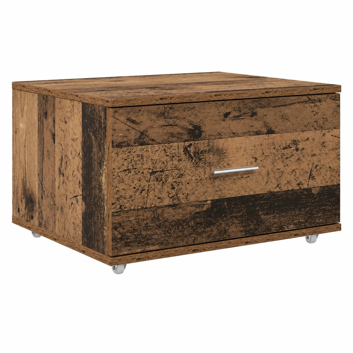 Cassettiera su Ruote in Legno Anticato, 55x45x31 cm, Mobile Versatile per Ufficio e Casa