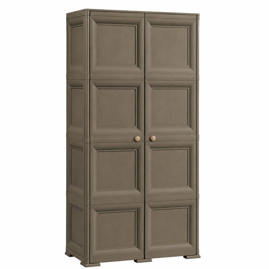 Mobile Organizzatore in Plastica con Ripiani Regolabili, Armadio Salvaspazio per Casa, Lavanderia e Ingresso, 79x43x164 cm (Colore Wengé)