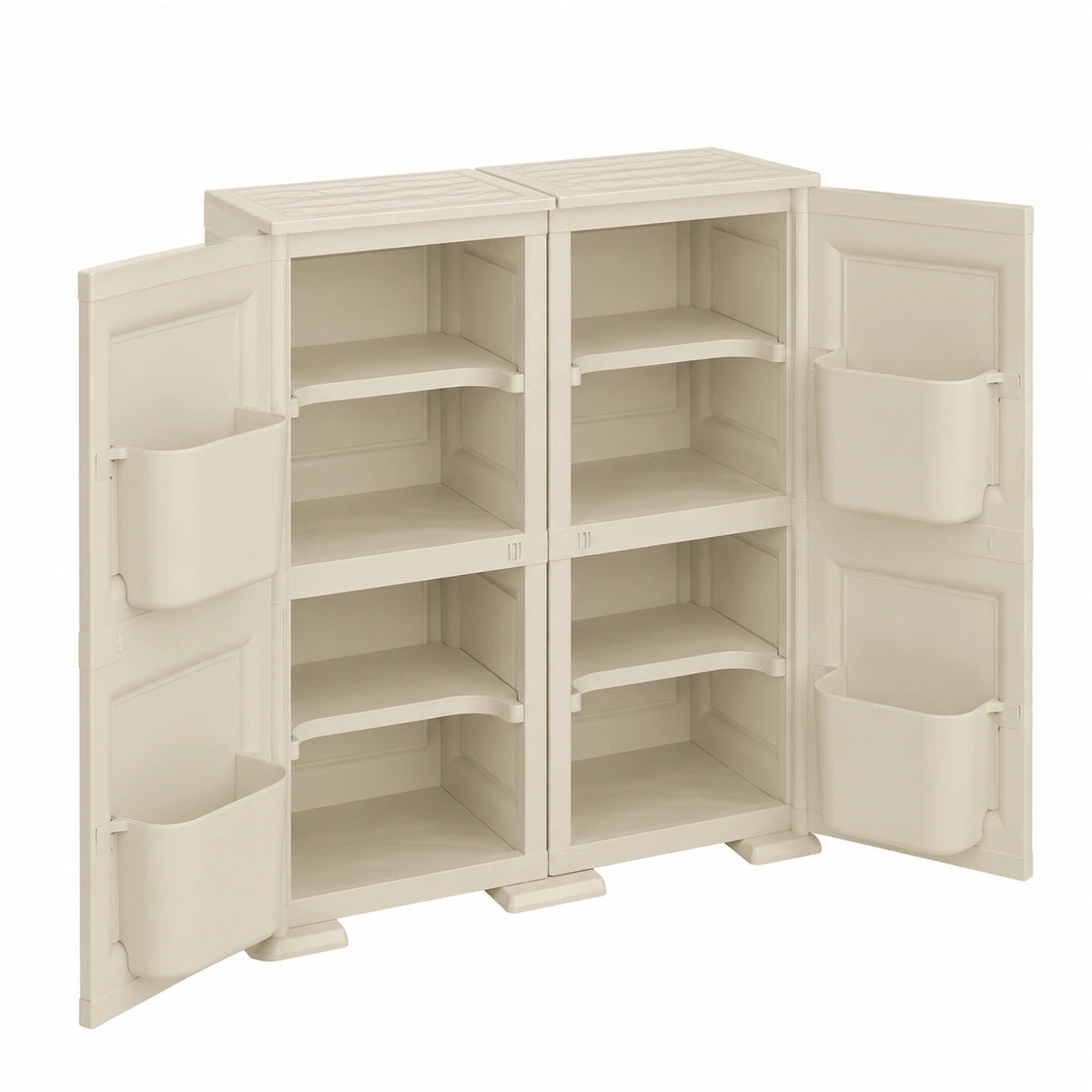 Armadio Salvaspazio in Plastica con Ante e Tasche Laterali 79x43x85.5 cm - Perfetto per Ripostiglio e Lavanderia