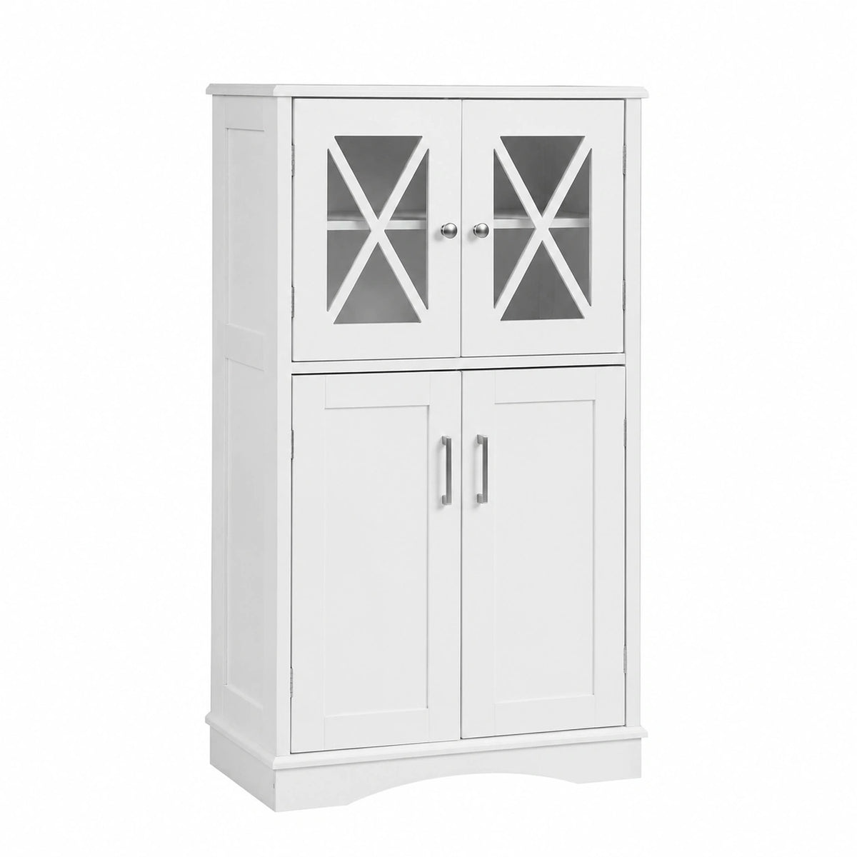 Armadio Bagno Multifunzionale con Ripiani Regolabili, 4 Ante, per Cucina e Soggiorno, 60x30x108 cm, Bianco