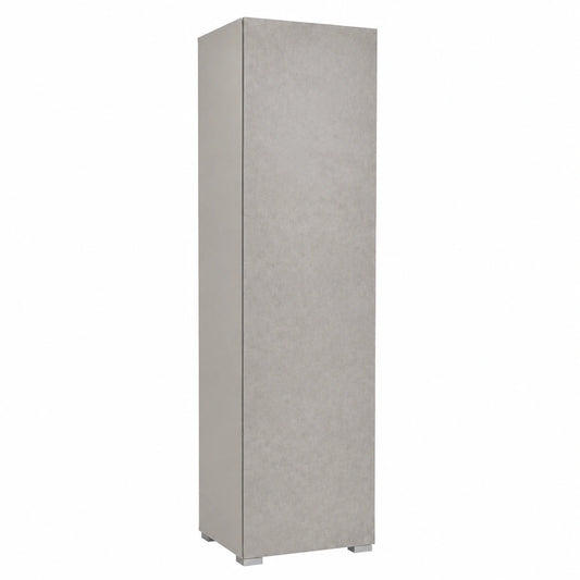 Yellowshop - Armadio Salvaspazio con 7 Ripiani Regolabili per Cucina, Bagno o Lavanderia - 1 Anta, Made in Italy, Bianco/Cemento
