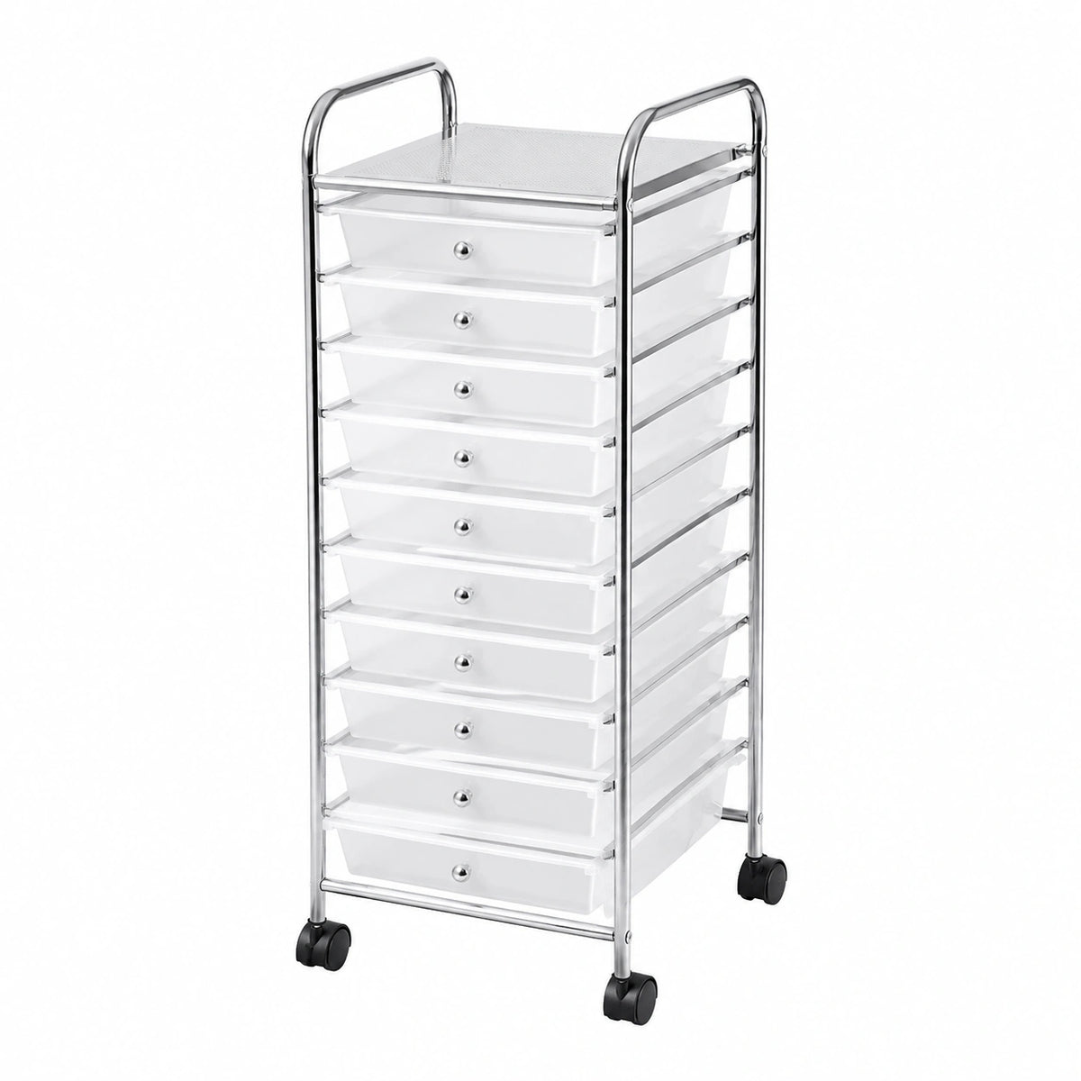 COSTWAY Carrello Salvaspazio con 10 Cassetti, Mobile Organizzatore in Metallo e Plastica con Ruote, Ideale per Casa e Ufficio
