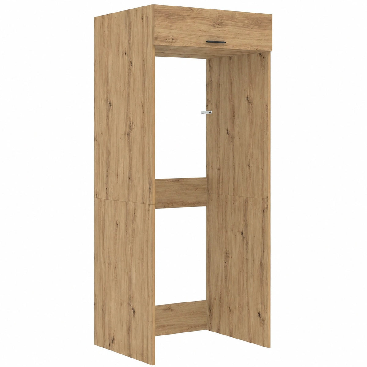 Armadio Lavatrice Impermeabile in Rovere Artisan con Maniglie Nere, 67,5x68x200 cm