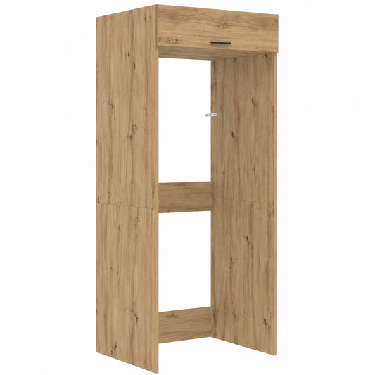 Armadio Lavatrice Impermeabile in Rovere Artisan con Maniglie Nere, 67,5x68x200 cm
